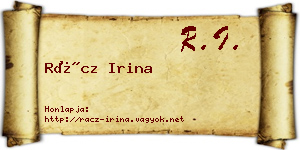 Rácz Irina névjegykártya