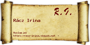 Rácz Irina névjegykártya